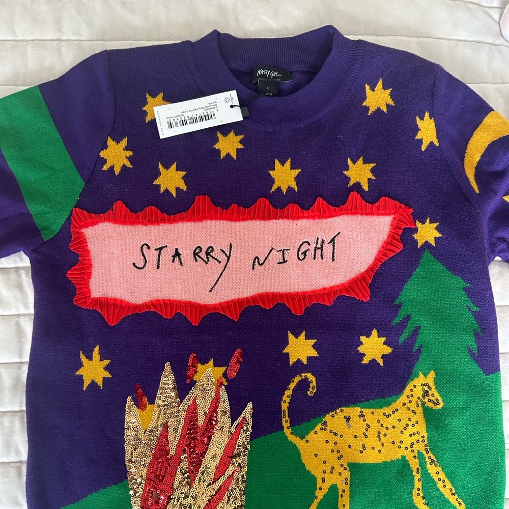 NWT Nasty Gal Starry Night Christmas Sweater